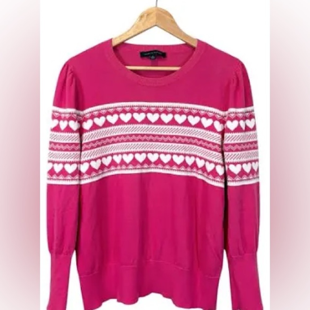 | Tommy Hilfiger Pink Sweater White Heart Print Color: Pink/White | Size:M